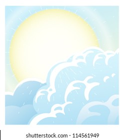 Vector Clouds and Sun Background