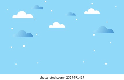 Fondo azul vectorial nublado. vector de estilo de corte de papel pastel.