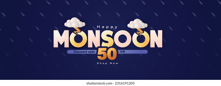 vector cloudy illustration Banner huge Sale Offer Monsoon Offer for Monsoon 