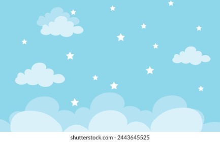 vector cloudy sky background in flat style.