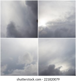 Vector Cloudy Sky. Blurred background set. 