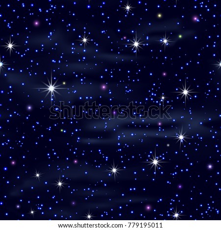 Vector Cloudy Starry Night Sky Illustration Stock Vector Royalty