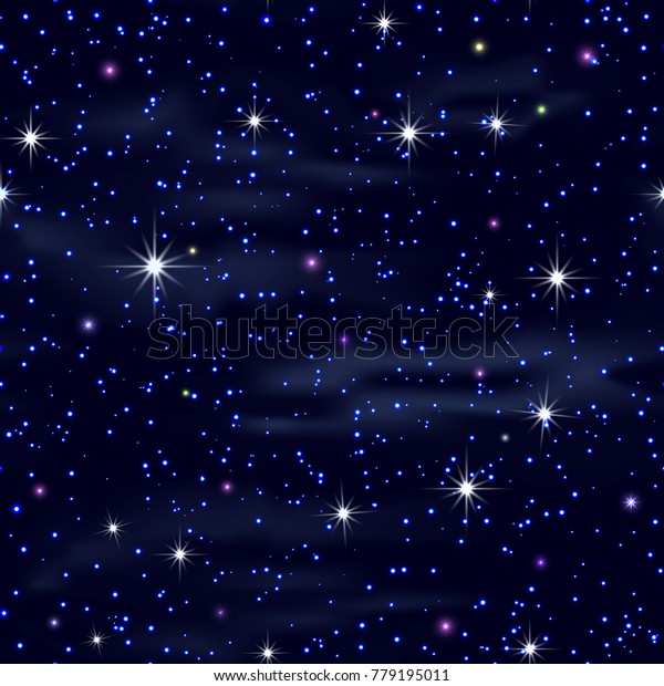 Vector Cloudy Starry Night Sky Illustration Stock Vector Royalty