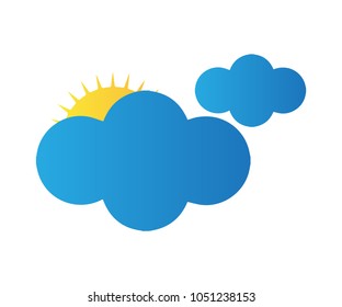 Vector cloudy weather icon - the sun in the clouds