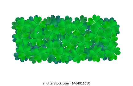 Vector clover frame. Horizontal background with shamrock leaves. 
