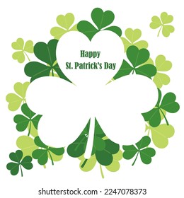 Vector Clover Frame Illustration For St. Patrick’s Day Isolated On A White Background. 