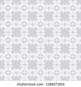 Vector Clover Hearts Tiles in gray blue seamless pattern background. Perfect for fabric, scrapbooking and wallpaper projects.