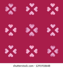 Vector Clover Hearts Tiles in pink seamless pattern background. Perfect for fabric, scrapbooking and wallpaper projects.