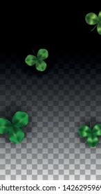 Vector Clover Leaf  and Ireland Flag Isolated on Transparent Background. St. Patrick's Day Illustration. Ireland's Lucky Shamrock Poster.  Banner for Irish Concert in Pub. Tourism in Ireland.