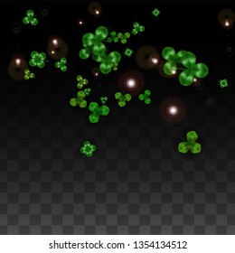 Vector Clover Leaf  Isolated on Transparent Background with Space for Text. St. Patrick's Day Illustration. Ireland's Lucky Shamrock Poster. Banner for Irish Party Flatlay.  Success Symbols.