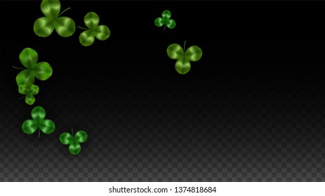 Vector Clover Leaf  Isolated on Transparent Background with Space for Text. St. Patrick's Day Illustration. Ireland's Lucky Shamrock Poster.  