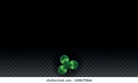 Vector Clover Leaf  Isolated on Transparent Background with Space for Text. St. Patrick's Day Illustration. Ireland's Lucky Shamrock Poster. Invintation for Irish Party Top View.  Success Symbols.