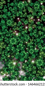 Vector Clover Leaf  Isolated on Transparent Background with Space for Text. St. Patrick's Day Illustration. Ireland's Lucky Shamrock Poster. Banner for Concert in Pub. Top View.  Success Symbols.