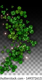 Vector Clover Leaf  Isolated on Transparent Background with Space for Text. St. Patrick's Day Illustration.