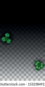 Vector Clover Leaf  Isolated on Transparent Background with Space for Text. St. Patrick's Day Illustration. 