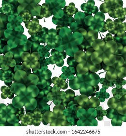 Vector Clover Leaf  Isolated on Transparent Background with Space for Text. St. Patrick's Day Illustration. Ireland's Lucky Shamrock Poster. Invintation for Concert in Pub. Flatlay.  Success Symbols.