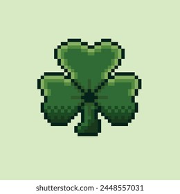 Vector clover leaf in pixel art illustration