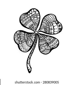 Vector of clover leaf in zentangle style