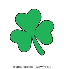 Vector clover leaves flat green on white.