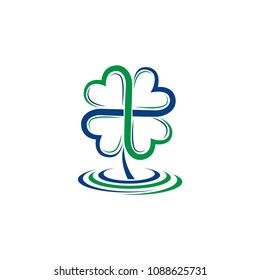 vector clover logo design. Clover vector template element. Business icon for a company isolated on white background. Happy St. Patrick's Day icon.