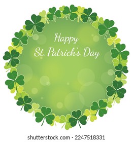 Vector Clover Round Frame Illustration For St. Patrick’s Day Isolated On A White Background. 