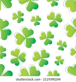 Vector clover seamless pattern on the transparent background. Concept of Happy St. Patrick's Day.