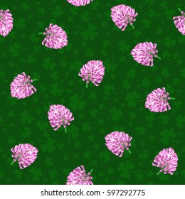 vector clovers and leaves. patrick background. vector seamless pattern