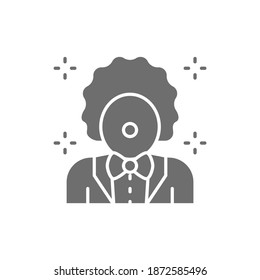 Vector clown, animator in circus grey icon.