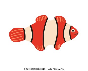 Vector clown fish flat style illustration
