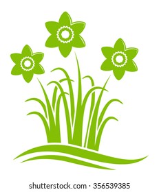 vector clump of daffodils isolated on white background