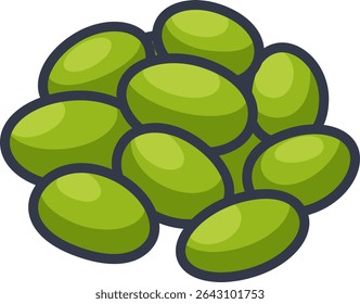 Vector racimo de guisantes verdes en un estilo plano moderno.