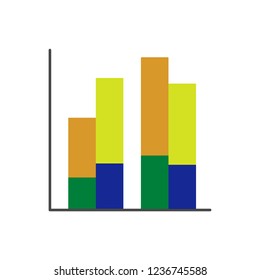 Vector clustered column chart icon with categories and segments