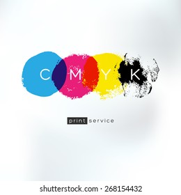 Conceito de logotipo do desenho do Vector CMYK. Identidade CMYK para negócios de serviços de impressão. Emblema da tecnologia de impressão. Cores poligráficas. Logotipo do serviço de impressão. Logotipo da Cmyk. Logotipo da Cmyk. Logo.cmyk logo.cmyk logotipo. cmyk.