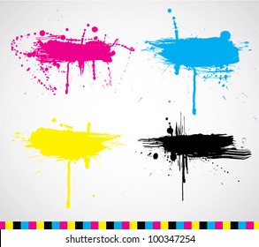 Vector CMYK ink splash banners