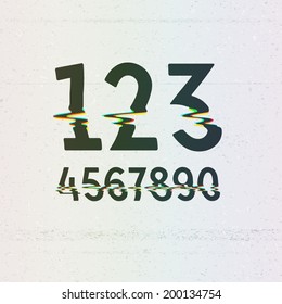 Vector CMYK Print Distortion Glitch Digits