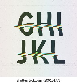 Vector CMYK Print Distortion Glitch Font from G to L