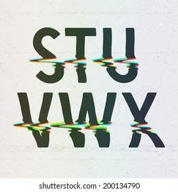 Vector CMYK Print Distortion Glitch Font from S to X