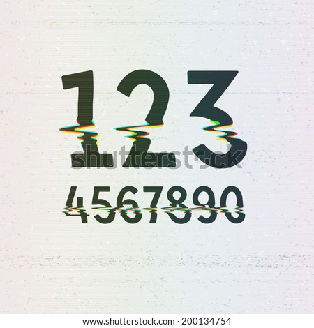 Vector CMYK Print Distortion Glitch Digits