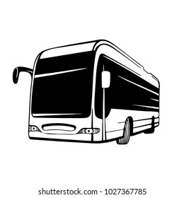 Vector Coach Bus Hand Drawn Illustration.
Bus Logo And Icon. Isolated Vector Vehicle.