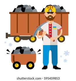 Vector Coal Industry of Ukraine. Flat style colorful Cartoon illustration.