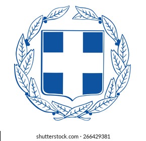Vector Coat of arms of Greece, Original and simple Greece coat of arms isolated vector in official colors and Proportion Correctly.  