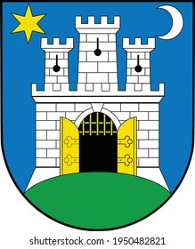 Vector coat of arms illustration of the Croatian capital city of Zagreb, Croatia