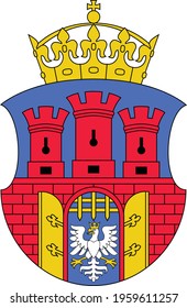 Vector coat of arms illustration of the Polish regional capital city of Krakow, Poland