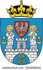 Ilustración del escudo de armas vectorial de la capital regional polaca de Poznan, Polonia