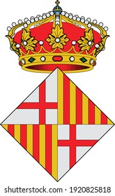 Vector coat of arms illustration of the Spanish city of Barcelona, Spain