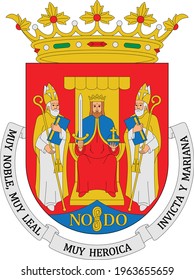 Vector coat of arms illustration of the Spanish regional capital city of Seville, Spain