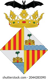 Vector coat of arms illustration of the Spanish regional capital city of Palma, Spain