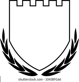 Vector coat of arms - Shield and Laurel Wreath isolated