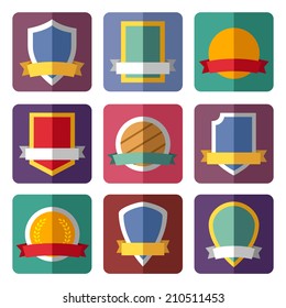 Vector coats of arms, shields, ribbons