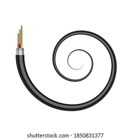Vector Coaxial Digital Spiral Cable Isolated on White Background.